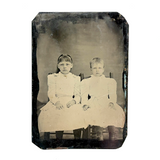 Two Girls in White, Intense and Otherworldly Feeling Antique Quarterplate Tintype