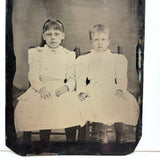 Two Girls in White, Intense and Otherworldly Feeling Antique Quarterplate Tintype