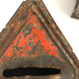 Pair of 19th C. Painted Tin Coin Banks in Original Red, Blue and Silver Paint