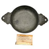C. 1700 French Pewter Porringer with Heart Handles and Monograms
