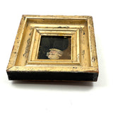 Bright Eyed, Blushing, Very Full of Spirit Child in Ruffled Collar, Small 18th/Early 19th Century Portrait in Lemon Gold Frame