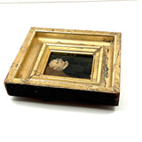 Bright Eyed, Blushing, Very Full of Spirit Child in Ruffled Collar, Small 18th/Early 19th Century Portrait in Lemon Gold Frame