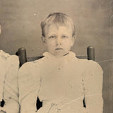 Two Girls in White, Intense and Otherworldly Feeling Antique Quarterplate Tintype