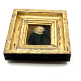 Bright Eyed, Blushing, Very Full of Spirit Child in Ruffled Collar, Small 18th/Early 19th Century Portrait in Lemon Gold Frame