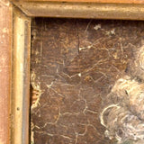 Bright Eyed, Blushing, Very Full of Spirit Child in Ruffled Collar, Small 18th/Early 19th Century Portrait in Lemon Gold Frame