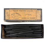 C. 1840s French Maison Berville Full Box of "Venetian" Charcoal Sticks