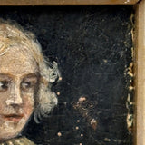 Bright Eyed, Blushing, Very Full of Spirit Child in Ruffled Collar, Small 18th/Early 19th Century Portrait in Lemon Gold Frame