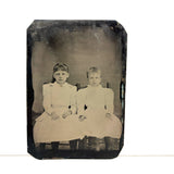Two Girls in White, Intense and Otherworldly Feeling Antique Quarterplate Tintype