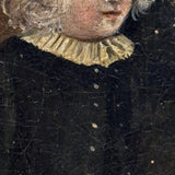 Bright Eyed, Blushing, Very Full of Spirit Child in Ruffled Collar, Small 18th/Early 19th Century Portrait in Lemon Gold Frame