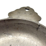 C. 1700 French Pewter Porringer with Heart Handles and Monograms