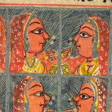 Smoking Hookah, Many Faces, Regal Couple: Antique Double-sided Indian Manuscript Page