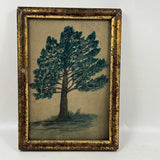 Charter Oak, Earlier 19th Century Folk Art Watercolor in Original Lemon Gold Frame with Provenance (Almon Babcock, Ravenna, Ohio)