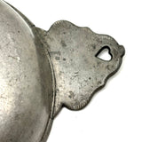 C. 1700 French Pewter Porringer with Heart Handles and Monograms