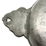 C. 1700 French Pewter Porringer with Heart Handles and Monograms