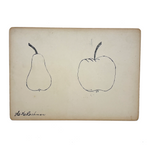 H.K Lachman's Pear and Apple, Antique Ink Drawing on Card