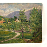 Lush Green Valley: Meticulously Painted, Very Charming c. 1920s-40s Oil on Board Vermont Landscape