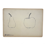 H.K Lachman's Pear and Apple, Antique Ink Drawing on Card