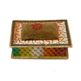 Mid 19th Century American Sewing Box in Best Paper with Stencil Painted Velvet Pin Cushion