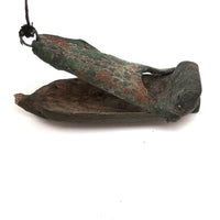 SOLD Carved Figure in Wood and Leather Boat or Sled, Antique Folk Art Carving