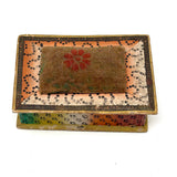 Mid 19th Century American Sewing Box in Best Paper with Stencil Painted Velvet Pin Cushion