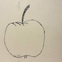 H.K Lachman's Pear and Apple, Antique Ink Drawing on Card