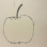H.K Lachman's Pear and Apple, Antique Ink Drawing on Card