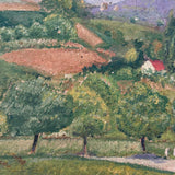 Lush Green Valley: Meticulously Painted, Very Charming c. 1920s-40s Oil on Board Vermont Landscape