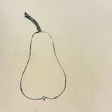 H.K Lachman's Pear and Apple, Antique Ink Drawing on Card