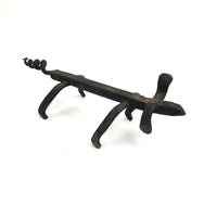 Old Hand-wrought Iron Folk Art Dog with Corkscrew Tail