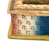 Mid 19th Century American Sewing Box in Best Paper with Stencil Painted Velvet Pin Cushion