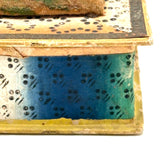 Mid 19th Century American Sewing Box in Best Paper with Stencil Painted Velvet Pin Cushion