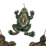 Group of Three Little Squished Painted Tin Toys: Turtles and a Frog