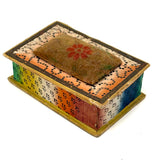 Mid 19th Century American Sewing Box in Best Paper with Stencil Painted Velvet Pin Cushion