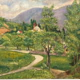 Lush Green Valley: Meticulously Painted, Very Charming c. 1920s-40s Oil on Board Vermont Landscape