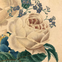 Fine 19th C. Watercolor of Rose and Pansy Bouquet