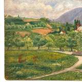 Lush Green Valley: Meticulously Painted, Very Charming c. 1920s-40s Oil on Board Vermont Landscape