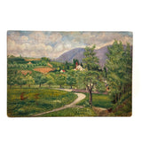 Lush Green Valley: Meticulously Painted, Very Charming c. 1920s-40s Oil on Board Vermont Landscape