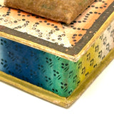 Mid 19th Century American Sewing Box in Best Paper with Stencil Painted Velvet Pin Cushion