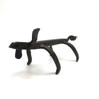 Old Hand-wrought Iron Folk Art Dog with Corkscrew Tail