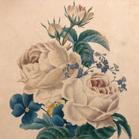Fine 19th C. Watercolor of Rose and Pansy Bouquet