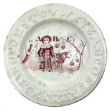 Child and Dog in Coats, Sweet 19th Century Transfer Decorated ABC Dish