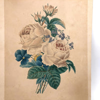 Fine 19th C. Watercolor of Rose and Pansy Bouquet