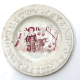 Child and Dog in Coats, Sweet 19th Century Transfer Decorated ABC Dish