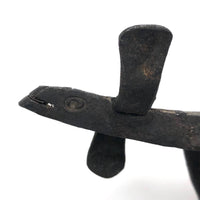 Old Hand-wrought Iron Folk Art Dog with Corkscrew Tail