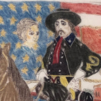 Pure Americana, Hand-drawn Folk Art Homage to Doc Holliday on Handkerchief, Framed as Found