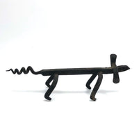 Old Hand-wrought Iron Folk Art Dog with Corkscrew Tail