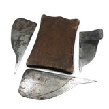 SOLD Beautiful Old Steel Planing/Molding Blades (?) in Lovely Two Compartment Wooden Sleeve
