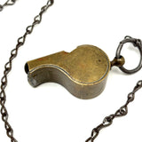 WW1 Era Brass Military Whistle on Original Chain