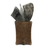 SOLD Beautiful Old Steel Planing/Molding Blades (?) in Lovely Two Compartment Wooden Sleeve