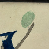 Blue Jay, Lovely c. 1900 Framed Watercolor